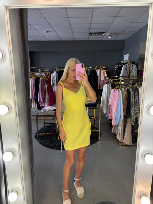 Lininė suknelė atvira nugara