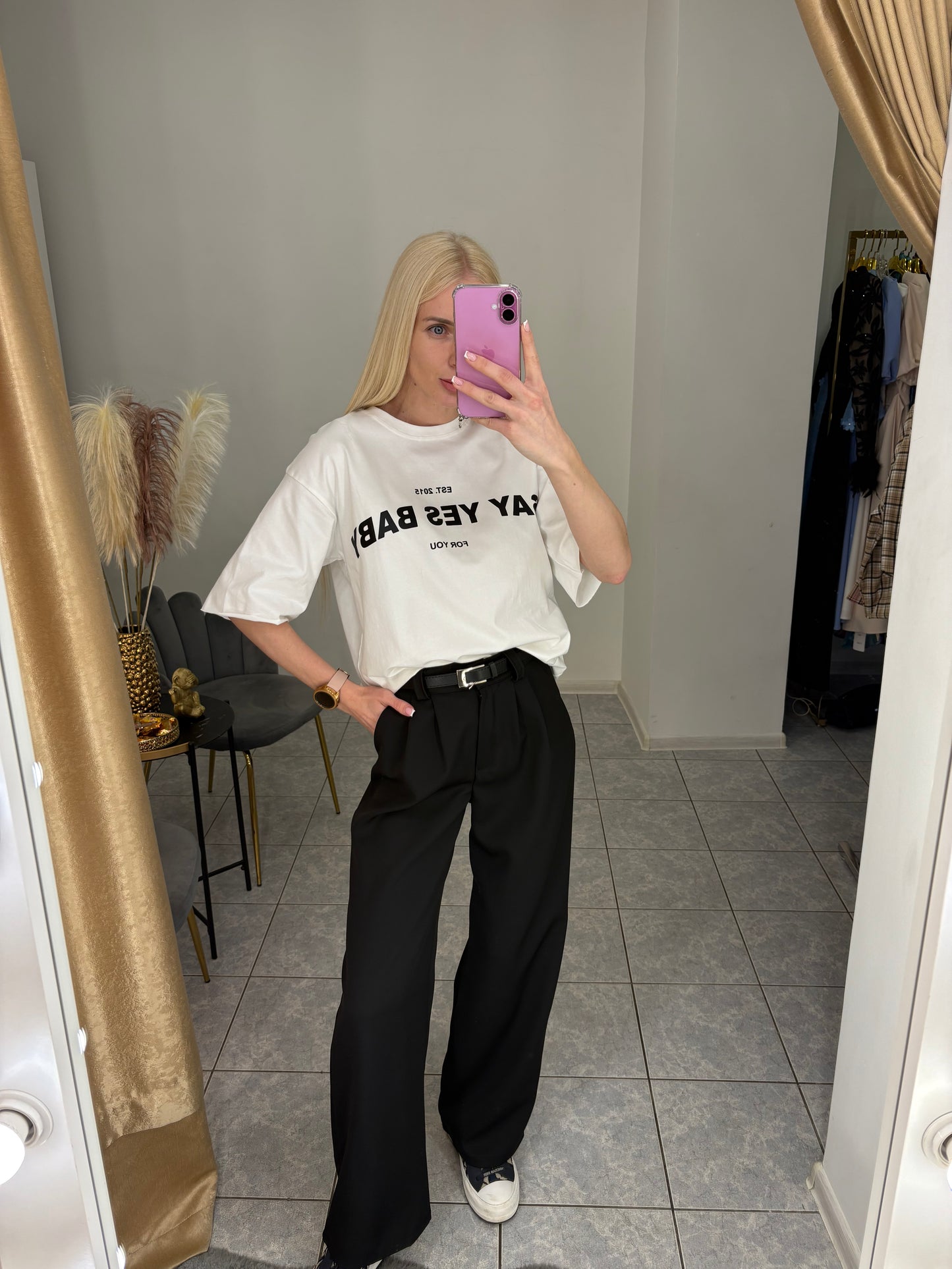 Say yes baby marškinėliai