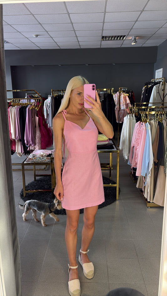 Lininė suknelė atvira nugara