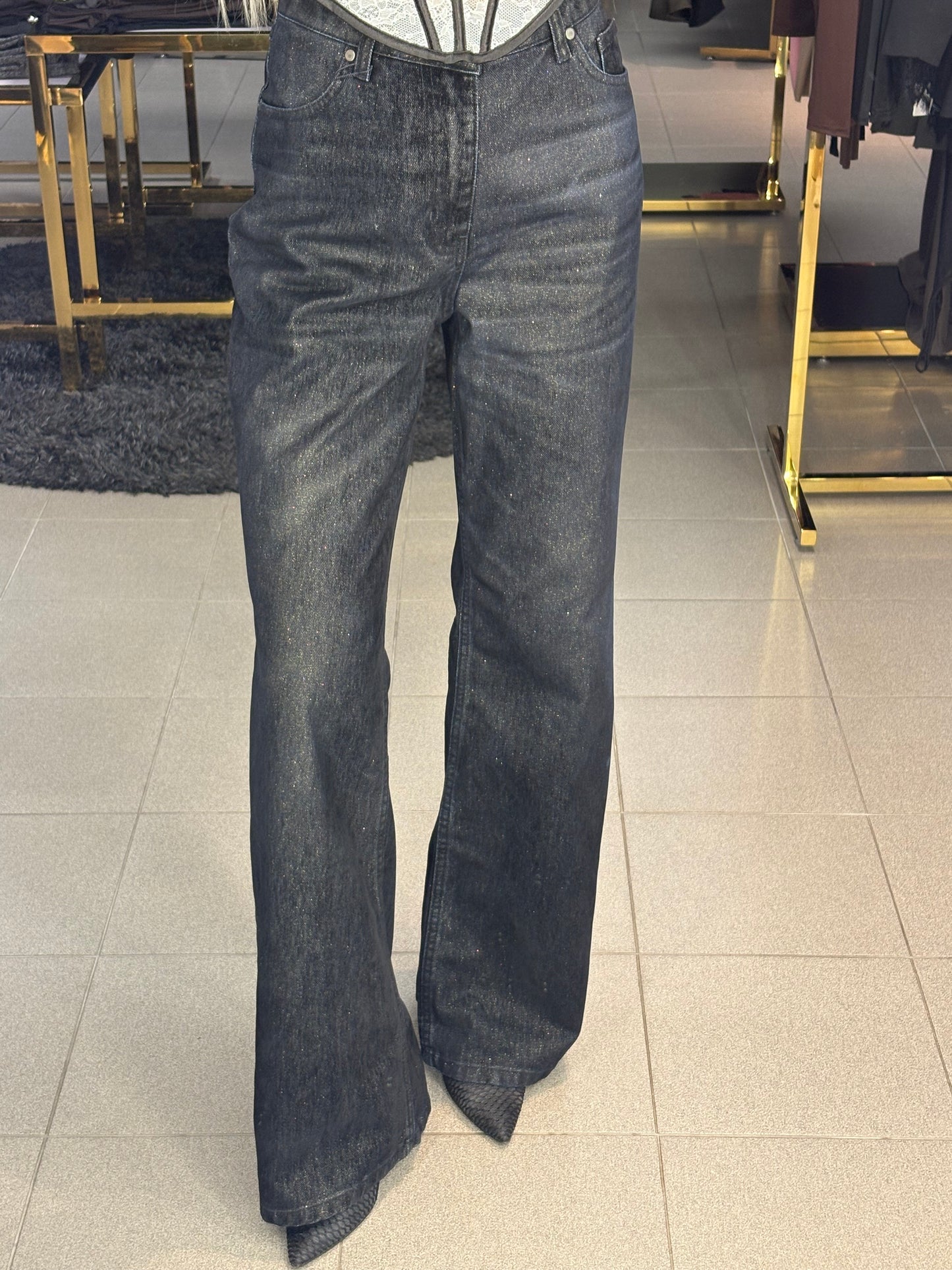 Džinsai su blizgučiu